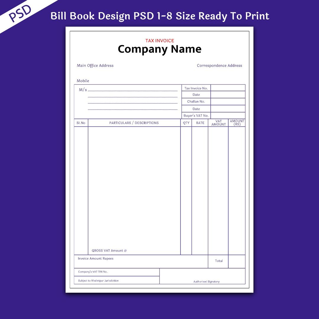 Ready Made Data Bill Book Psd