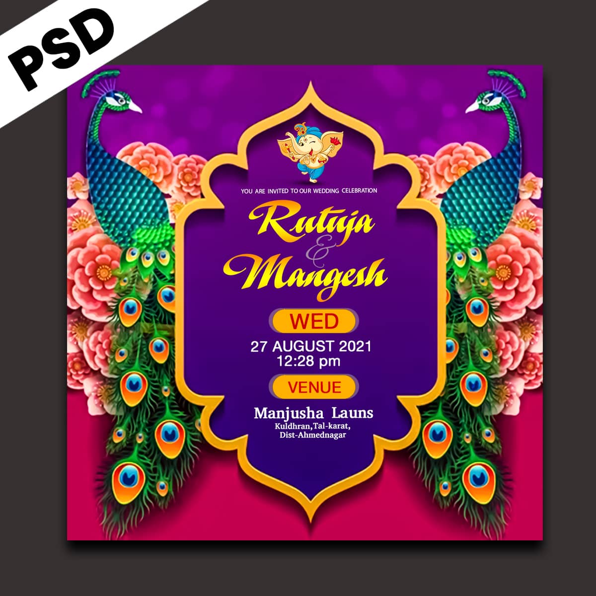 Ready Made Data Wedding Card Psd